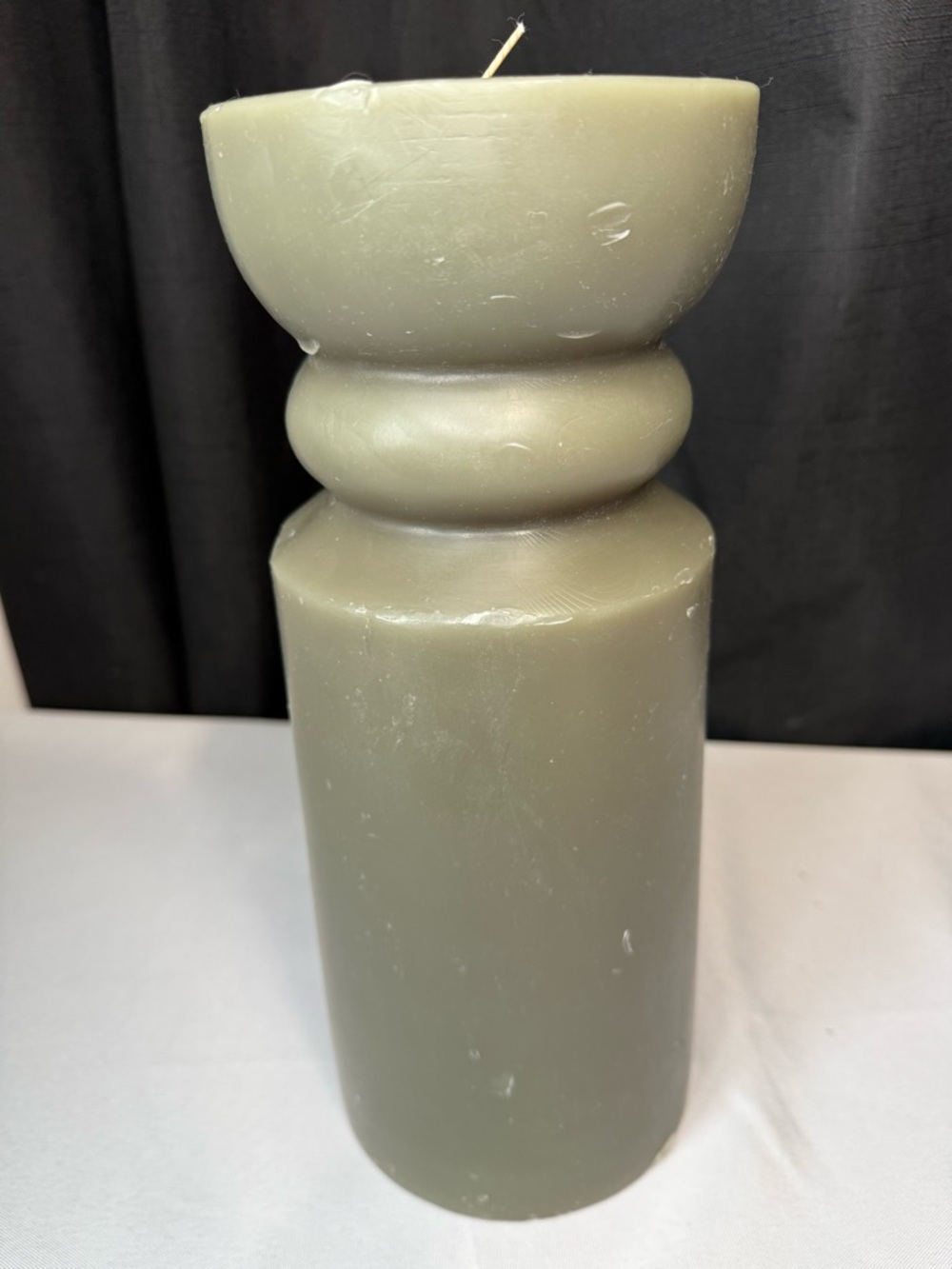 Hearth & Hand 12 in Green Decorative Sculpted Pillar Candle (Single Candle) - Picture 5 of 9
